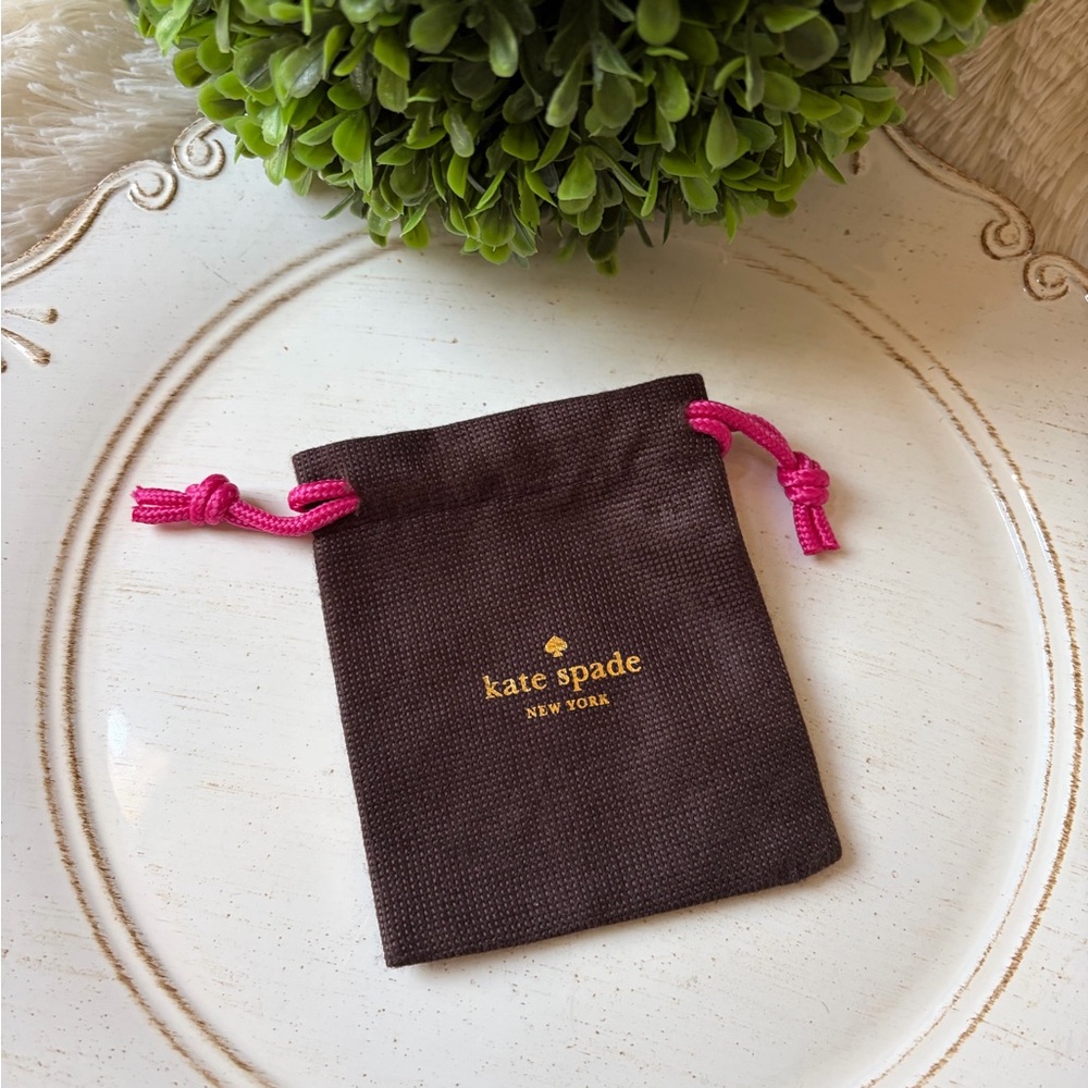 Kate Spade Brown Drawstring Pouch with Pink Cord